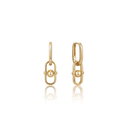 Gold Orb Link Drop Earrings by Ania Haie