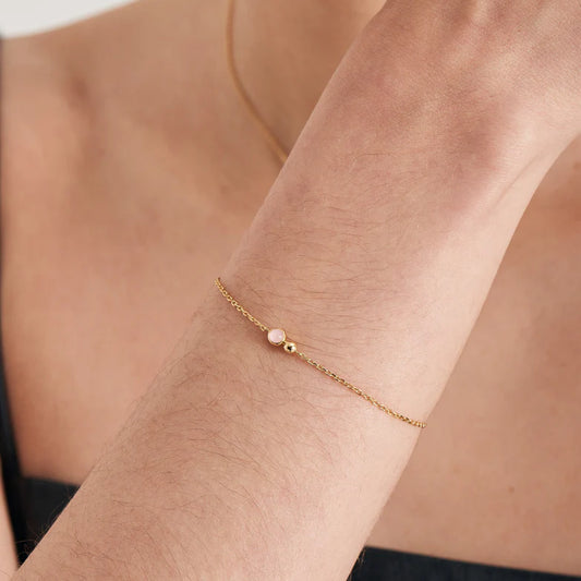 Gold Orb Rose Quartz Chain Bracelet by Ania Haie