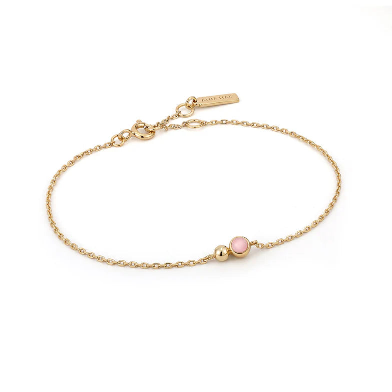 Gold Orb Rose Quartz Chain Bracelet by Ania Haie