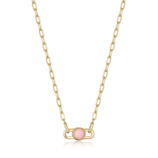 Gold Orb Rose Quartz Link Necklace by Ania Haie