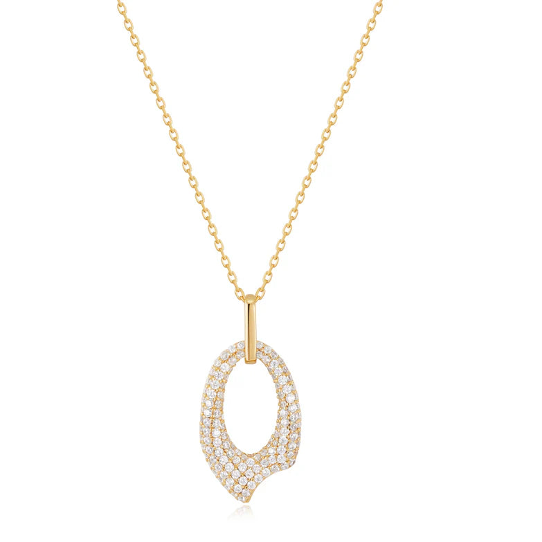 Gold Pavé Arrow Pendant Necklace by Ania Haie