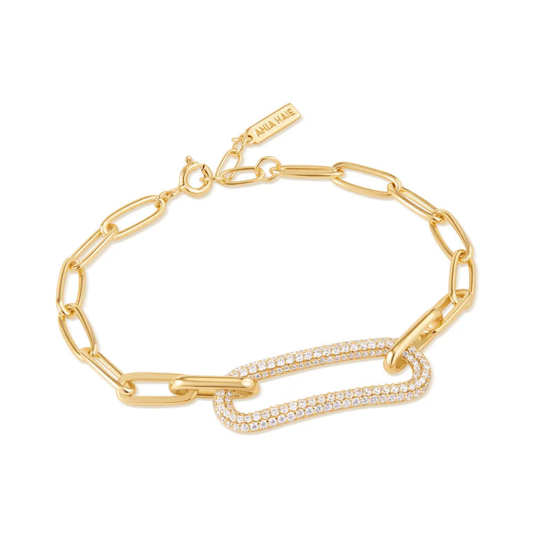 Gold Pavé Link Bracelet by Ania Haie