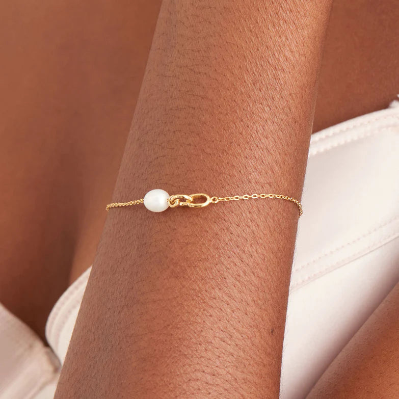 Gold Pearl Link Chain Bracelet by Ania Haie