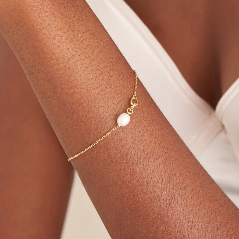 Gold Pearl Link Chain Bracelet by Ania Haie