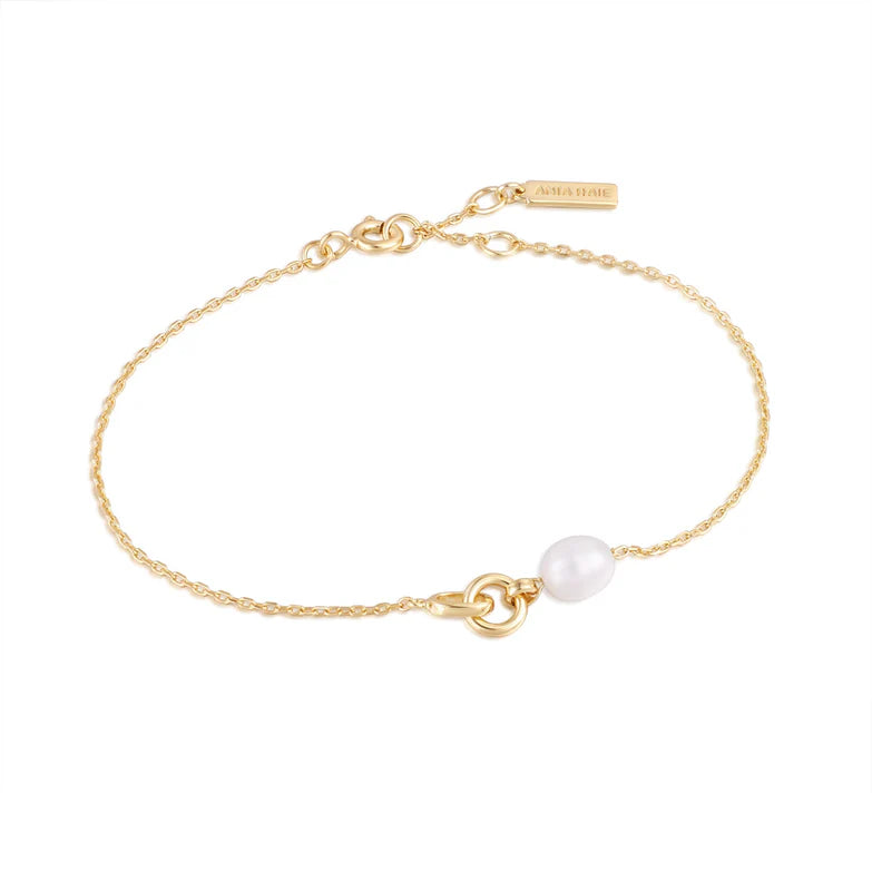 Gold Pearl Link Chain Bracelet by Ania Haie