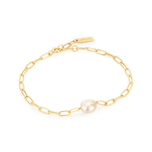 Gold Pearl Sparkle Chunky Chain Bracelet by Ania Haie