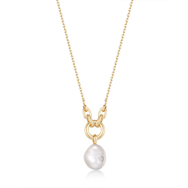 Gold Pearl Sparkle Pendant Necklace by Ania Haie