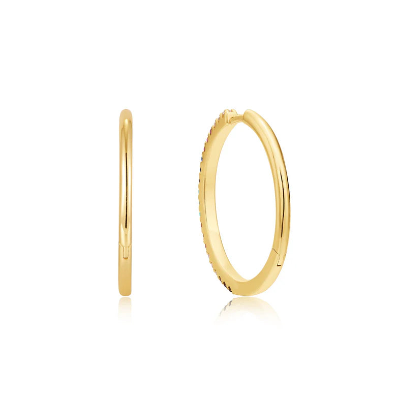 Gold Rainbow Pavé Hoop Earrings by Ania Haie