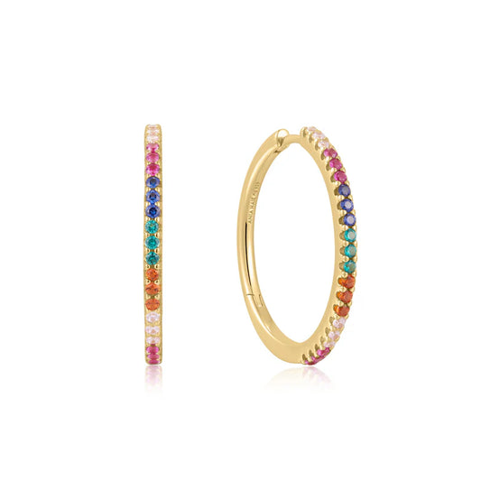 Gold Rainbow Pavé Hoop Earrings by Ania Haie