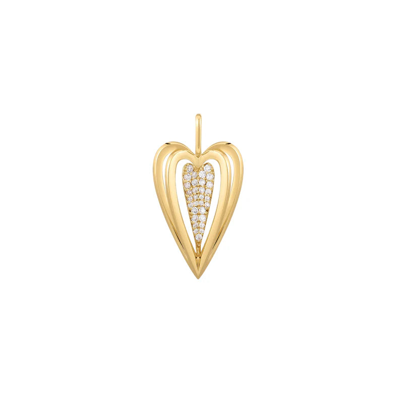 Gold Sculpted Heart Charm by Ania Haie