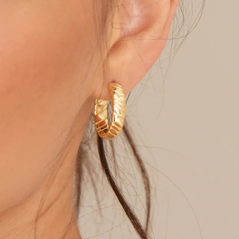 Gold Smooth Twist Hoop Stud Earrings by Ania Haie