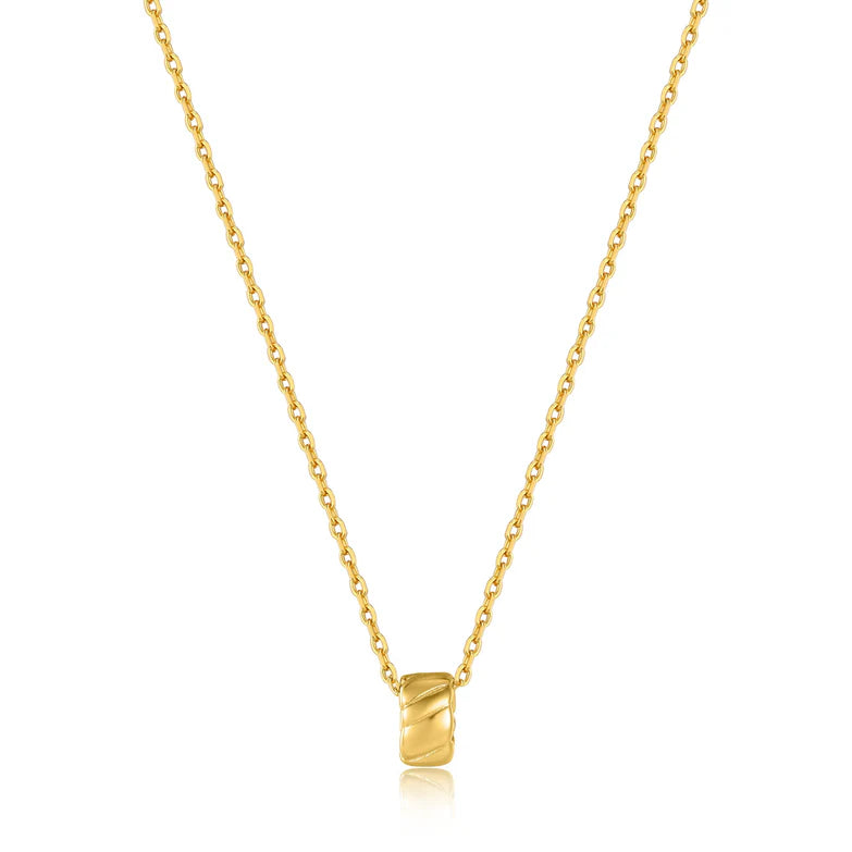 Gold Smooth Twist Pendant Necklace by Ania Haie