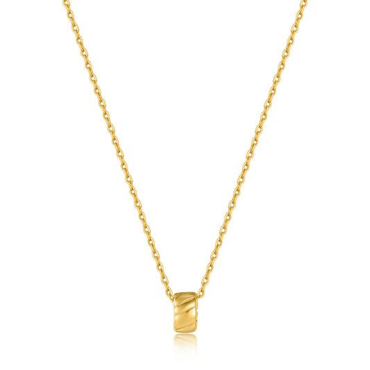 Gold Smooth Twist Pendant Necklace by Ania Haie