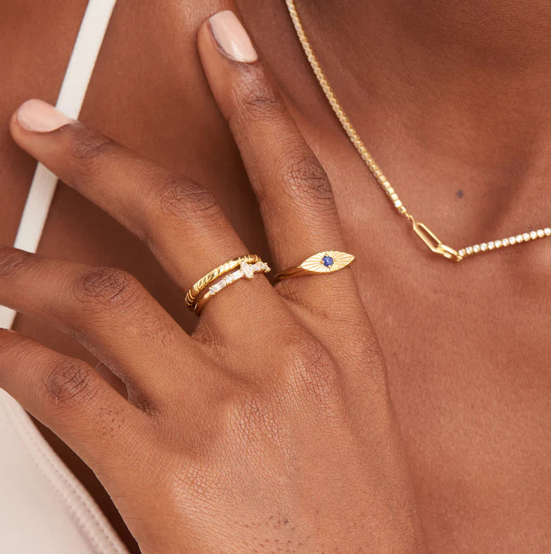 Gold Smooth Twist Thin Band Ring by Ania Haie