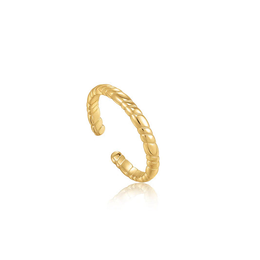 Gold Smooth Twist Thin Band Ring by Ania Haie