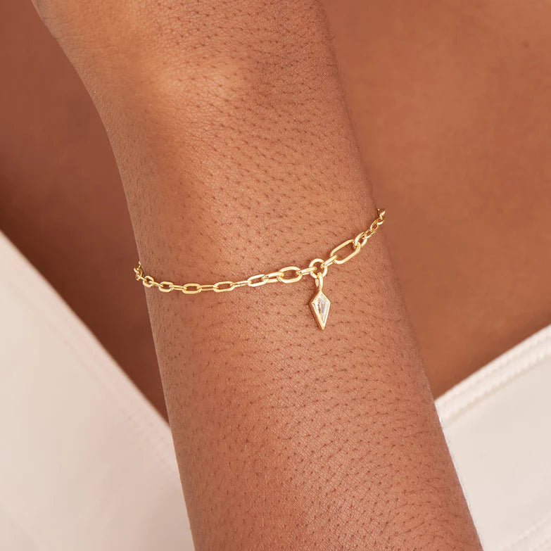 Gold Sparkle Drop Pendant Chunky Chain Bracelet by Ania Haie