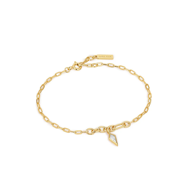 Gold Sparkle Drop Pendant Chunky Chain Bracelet by Ania Haie