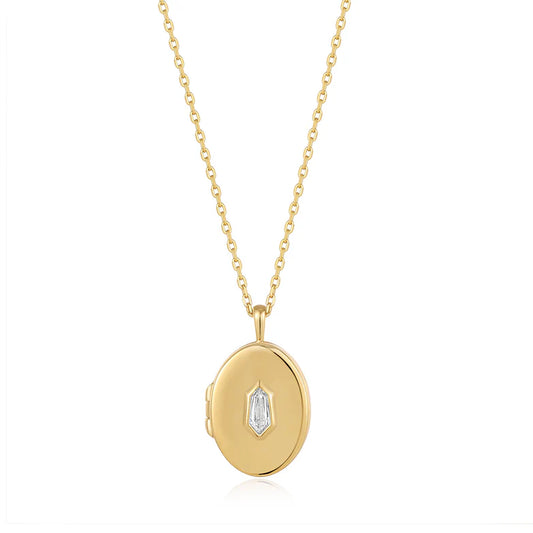 Gold Sparkle Locket Pendant Necklace by Ania Haie