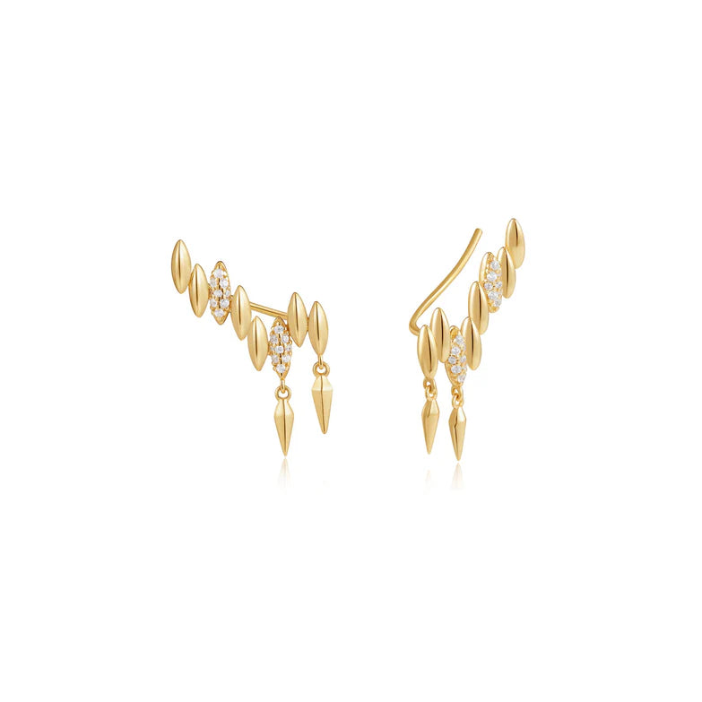 Gold Spike Climber Stud Earrings by Ania Haie