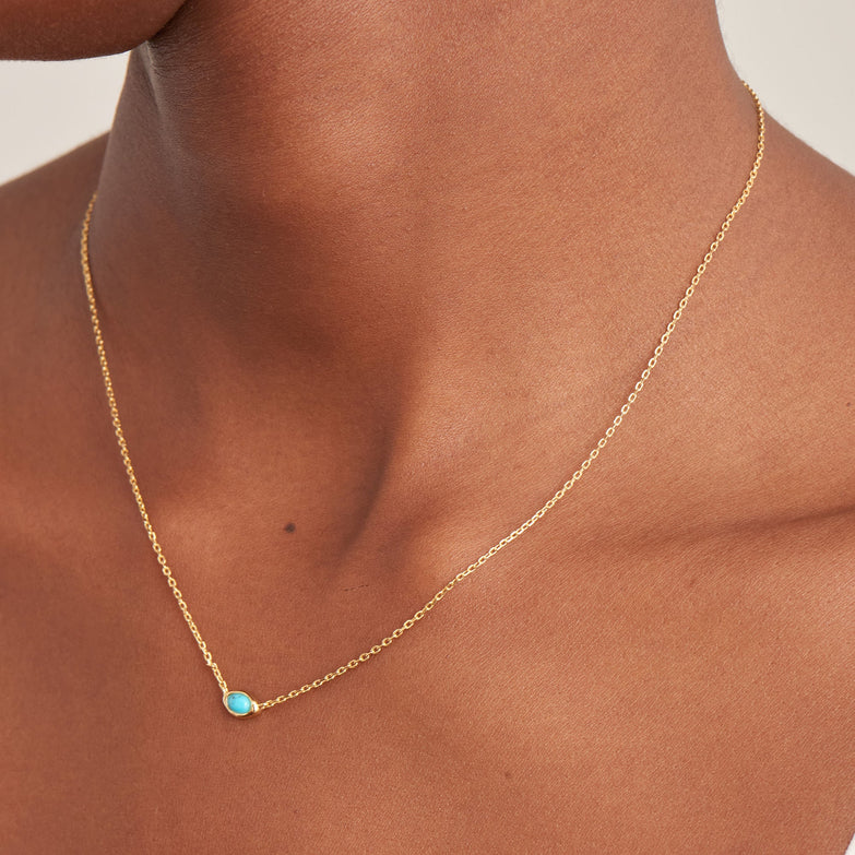 Gold Turquoise Wave Necklace by Ania Haie