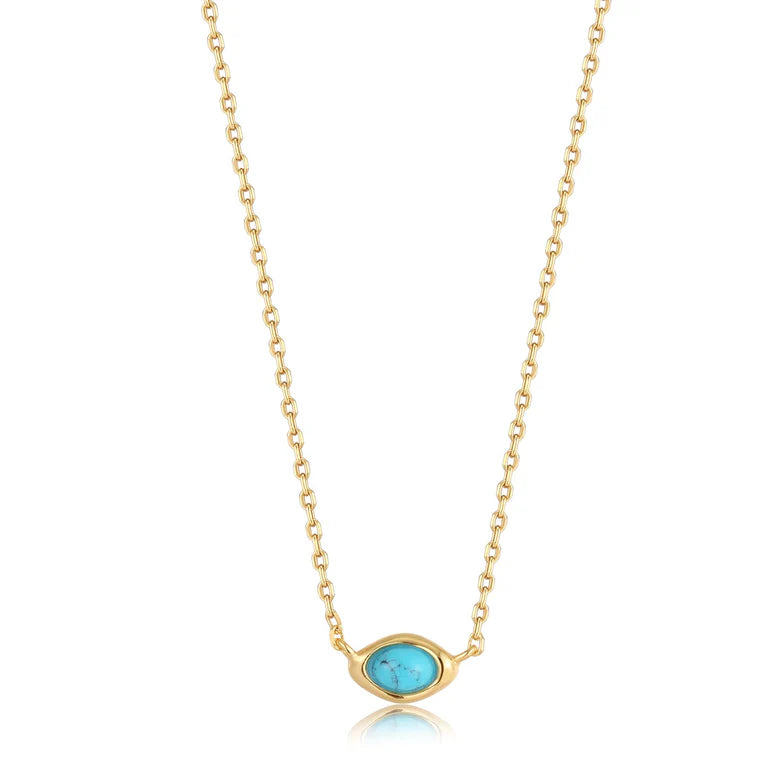 Gold Turquoise Wave Necklace by Ania Haie