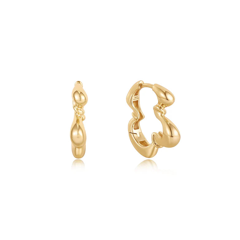 Gold Twisted Wave Hoop Earrings by Ania Haie