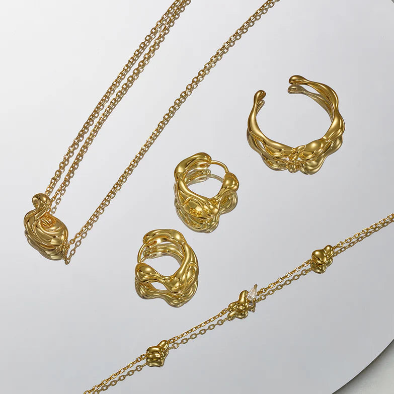 Gold Twisted Wave Mini Pendant Necklace by Ania Haie