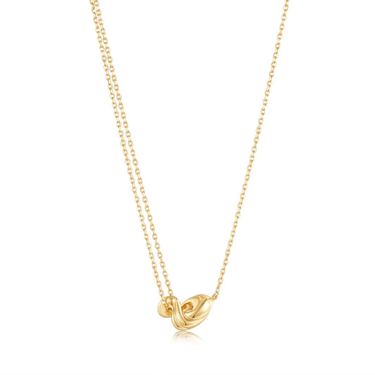 Gold Twisted Wave Mini Pendant Necklace by Ania Haie