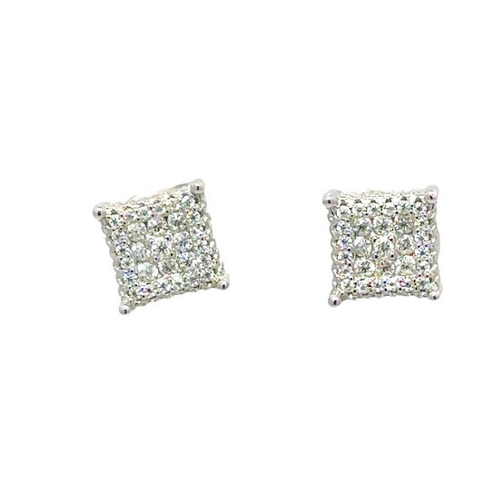 Moissanite Silver Earrings Front Studs