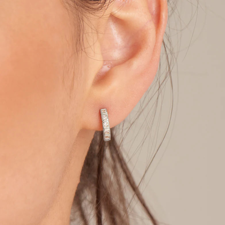 Silver Glam Huggie Hoop Earrings by Ania Haie