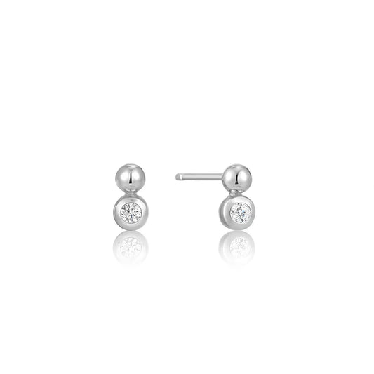 Silver Orb Sparkle Stud Earrings by Ania Haie