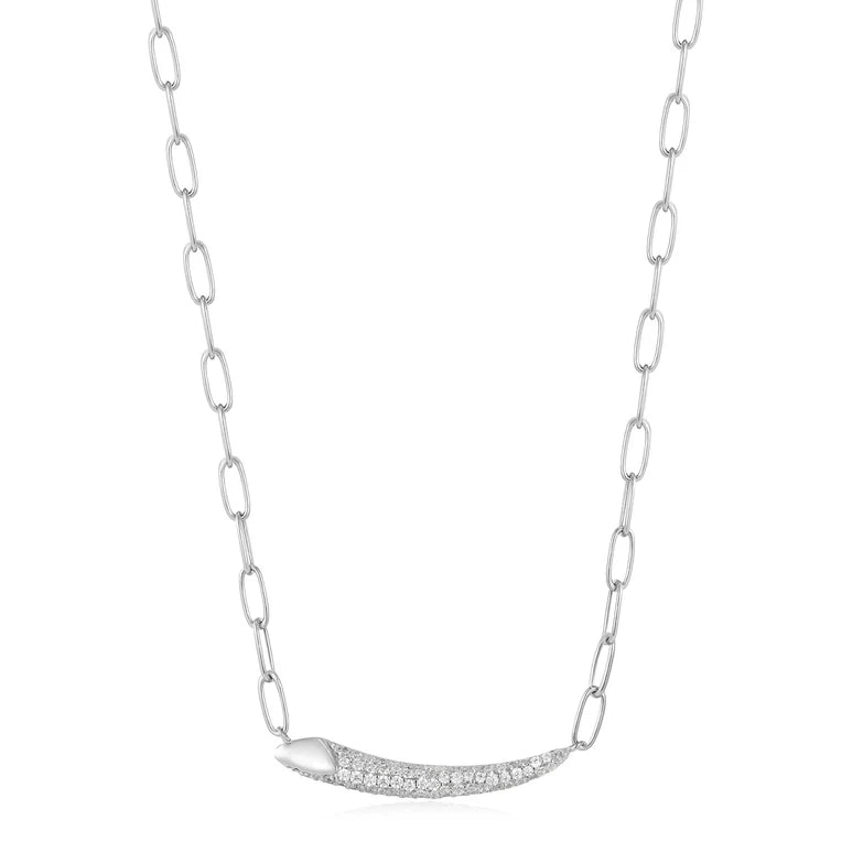 Silver Pavé Bar Chain Necklace by Ania Haie