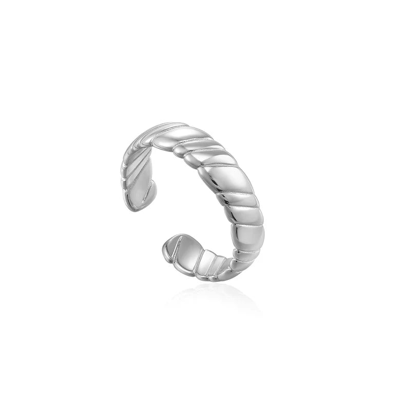 Silver Smooth Twist Wide Band Ring by Ania Haie