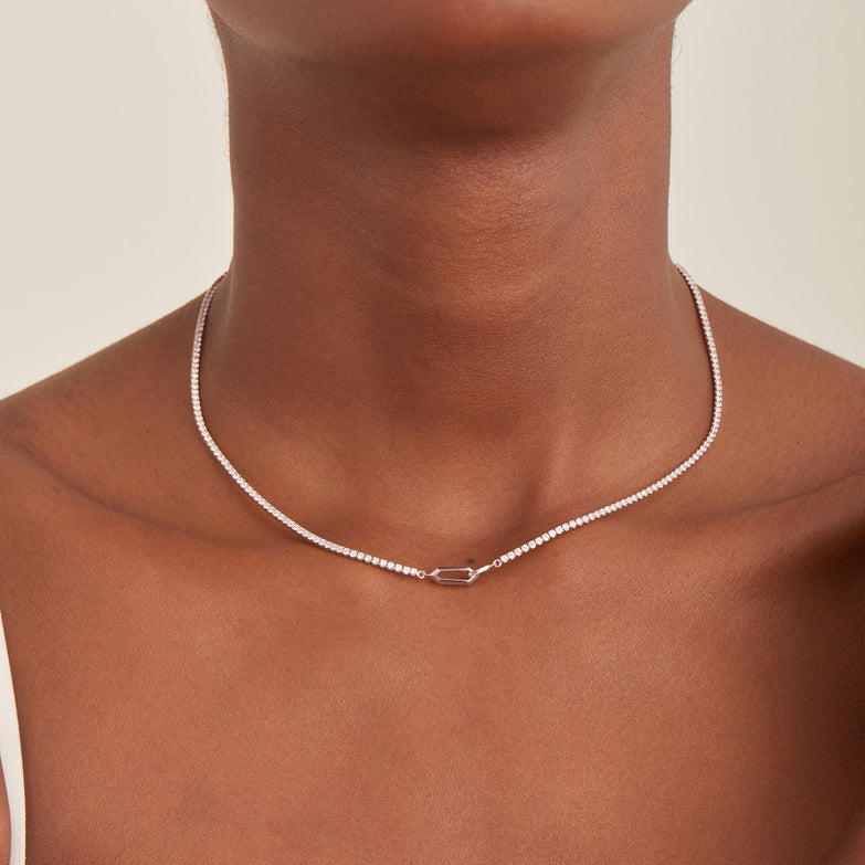 Silver Sparkle Chain Interlock Necklace by Ania Haie