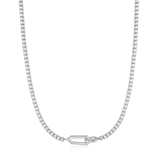 Silver Sparkle Chain Interlock Necklace by Ania Haie