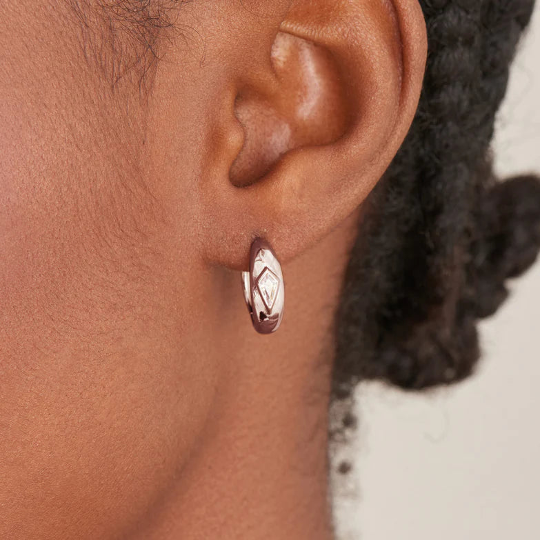 Silver Sparkle Dome Hoop Earrings by Ania Haie