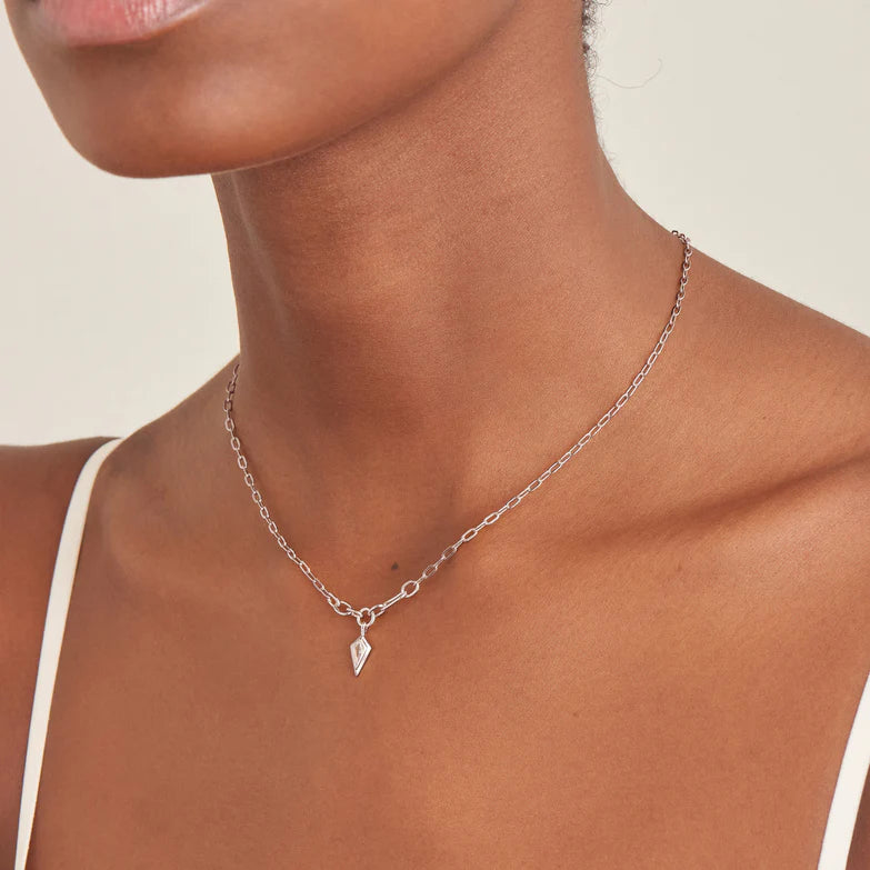 Silver Sparkle Drop Pendant Chunky Chain Necklace by Ania Haie