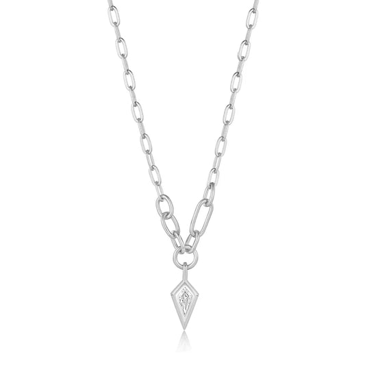 Silver Sparkle Drop Pendant Chunky Chain Necklace by Ania Haie