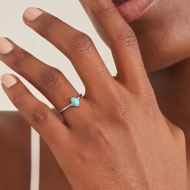 Silver Turquoise Wave Adjustable Ring by Ania Haie