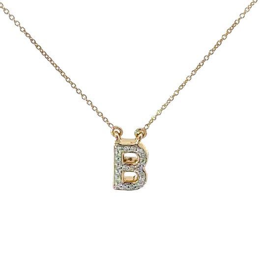 B Initial Diamond Pendant Necklace