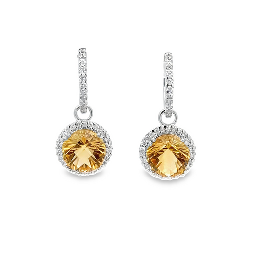 Sunshine Citrine Gemstone Huggies Dangle Earrings