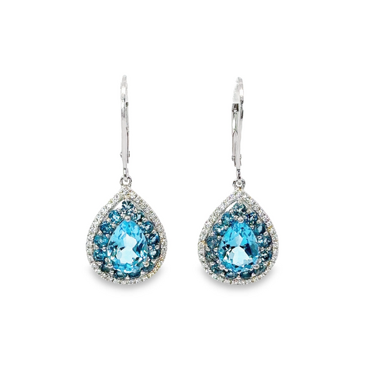 earrings, earring, white sapphire, blue sapphire, 1