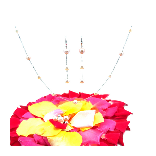 Conjunto de joyas de perlas de agua dulce de tres colores