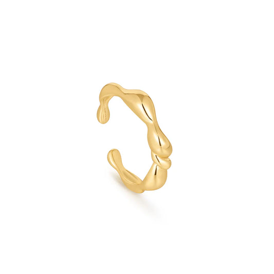 Gold Twisted Wave Adjustable Ring by Ania Haie