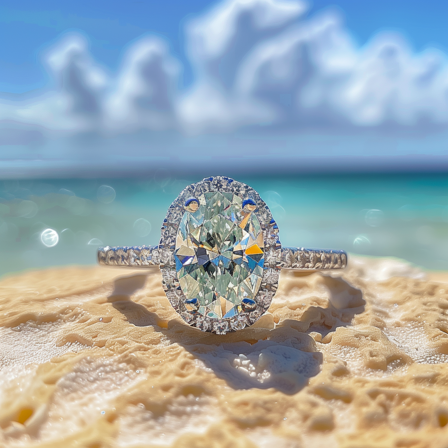 Paradise Peridot diamond Halo Ring