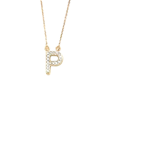 P Initial Diamond Pendant Necklace