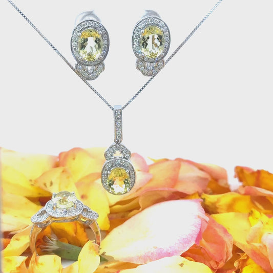 Limetta Lemon Quartz Gemstone Jewelry Set