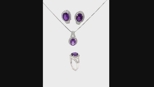 Estella Amethyst Gemstone Diamonds Jewelry Set