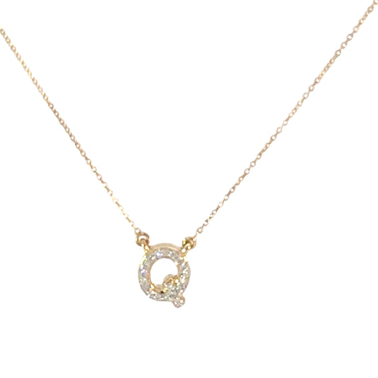 Q Initial Diamond Pendant Necklace