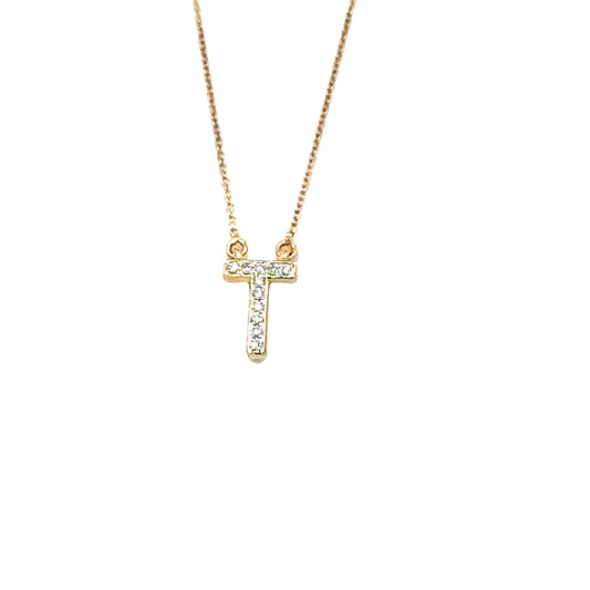 T Initial Diamond Pendant Necklace